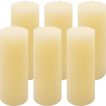 Svíčka Krémová parafínová svíčka rustikální 20 cm, 90 h, sada 6 ks