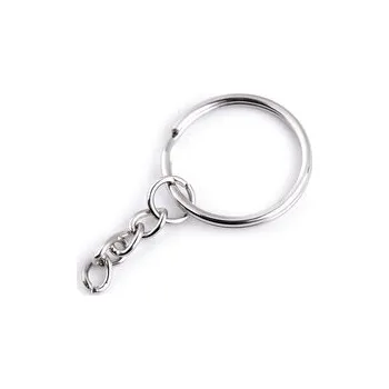 Kroužek na klíče Ø25 mm s řetízkem - 100 ks - 1 nikl