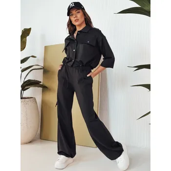 Černý komplet kalhot a crop bundy MAROD AY1028 Velikost: S