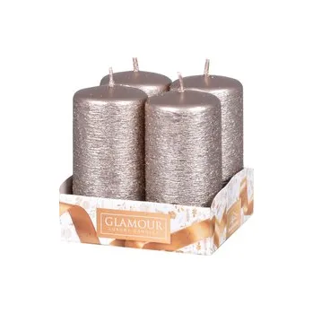 Svíčka Svíčka adventní TAURUS škrábaná metalická d4x8cm 4ks