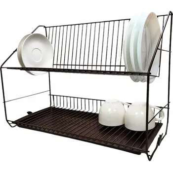 Odkapávač na nádobí ODKAPÁVAČ ODKAPÁVAČ NA NÁDOBÍ PRO-DRUT 22 cm x 50 cm x 36 cm - HNĚDÝ