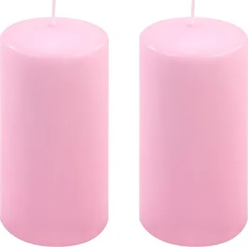 Svíčka Růžová parafínová svíčka 15 cm, 65 h hoření, sada 2 ks