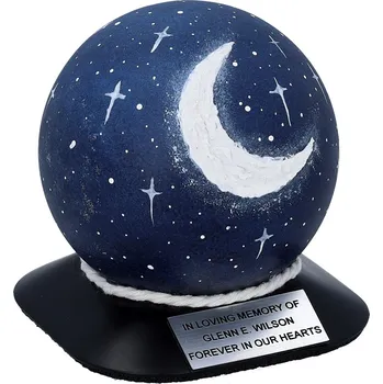 Smuteční dekorace Pamětní urna s motivem měsíce a hvězd Mini urna na část popela