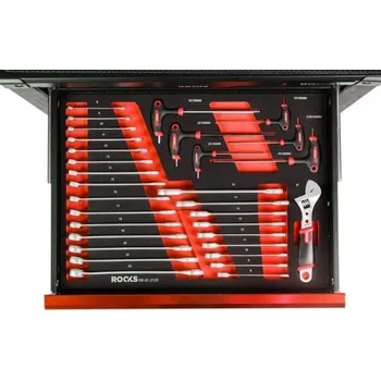 SADA OTEVŘENÝCH A OČKOVÝCH KLÍČŮ 6-22 MM, IMBUSOVÝCH KLÍČŮ A NASTAVITELNÝ KLÍČ, 31 KS OK013125 ROOKS