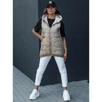 Dámská vesta Béžová dámská prošívaná vesta GLITZY TY4444 Velikost: 2XL
