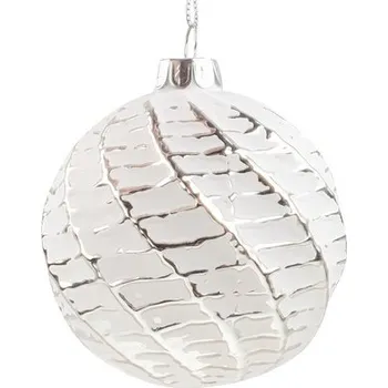 Vánoční dekorace Sada skleněných baněk 8 cm, 4 ks v balení, bílostříbrné s patinou (cs, Anděl Přerov s.r.o.)