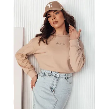 Dámská mikina Béžová mikina s drobným nápisem AWIOL BY1274 Velikost: L