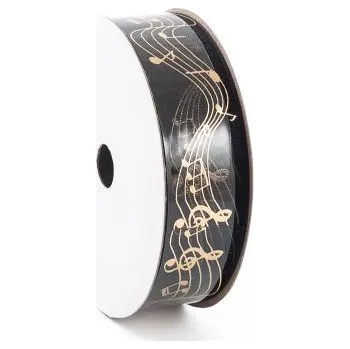 Stuha Stuha s notami 25 mm Černá