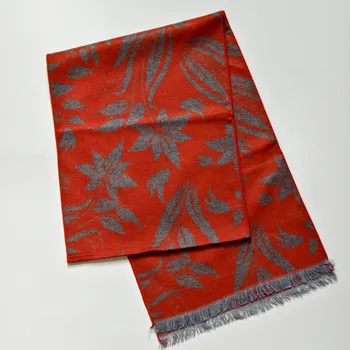 Šála Šála z česaného hedvábí oranžovo-šedá oboustranná, HEDVÁBNÝ SVĚT