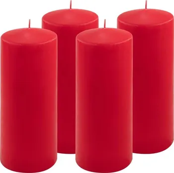 Svíčka Sada sloupových svíček, 25 cm, Ø 10 cm, červená, 4 ks