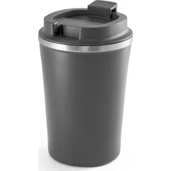 Termohrnek PHELPS. Cestovní hrnek z nerezové oceli a PP 470 ml - Tmavě Šedá