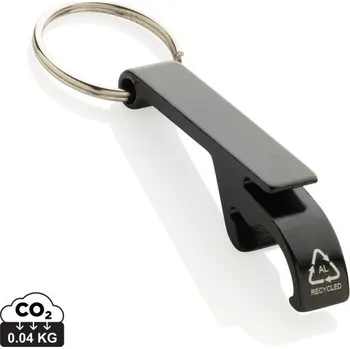 Klíčenka s otvírákem z RCS recykl. hliníku - Černá