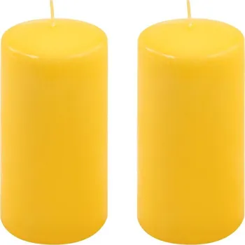 Svíčka Sada sloupových svíček, 15 cm, Ø 7,5 cm, žlutá, 2 ks