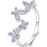 For Silver Prsten s fialovými květy - Stříbro 925