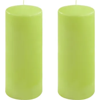 Svíčka Sada sloupových svíček, 25 cm, Ø 10 cm, světle zelená, 2 ks