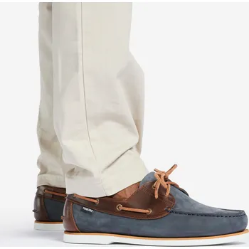 Pánské polobotky DECATHLON Kožené boty na loď Sailing 500 44 KAŠTANOVÁ|MODRÁ