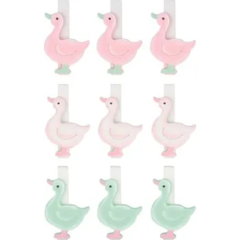 Husa dřevěná 4,5 cm na kolíčku 9 ks pastelové barvy (cs, Anděl Přerov s.r.o.)