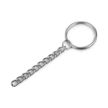 Kroužek na klíče Ø25 mm s řetízkem - 100 ks - 1 nikl (cs, Stoklasa)