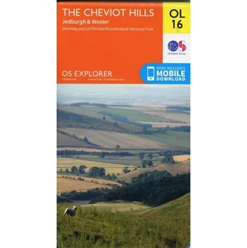 Encyklopedie The Cheviot Hills, Jedburgh & Wooler - Ordnance Survey [EN] (2015, Skládaná mapa, Ordnance Survey)