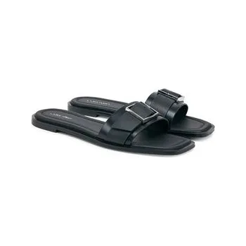 Dámské pantofle Nazouváky Calvin Klein Flat Slide W/Buckle - Lth HW0HW02490 Černá 37