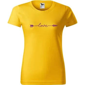 Dámské oblečení DOBRÝ TRIKO Dámské tričko s potiskem Šíp love Barva: Žlutá, Velikost: 2XL