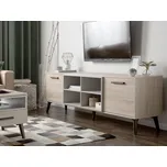 TV stolek světle hnědý šedý dřevotříska 60 x 180 x 40 cm moderní praktický multifunkční 2 skříňky obývací pokoj Beliani