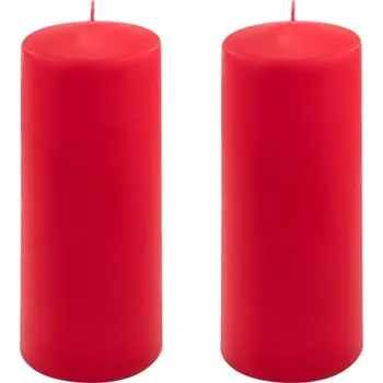 Svíčka Červená parafínová svíčka 20 cm, 80 h hoření, sada 2 ks