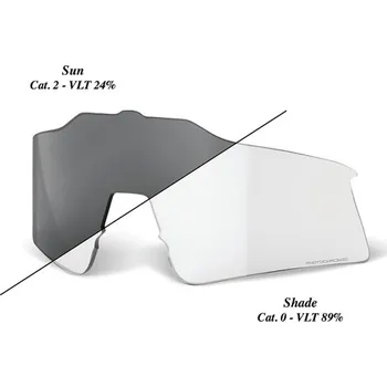 Sluneční brýle Vyměnitelný zorník 100% SPEEDCRAFT XS Replacement Lens - Photochromic Clear/Smoke
