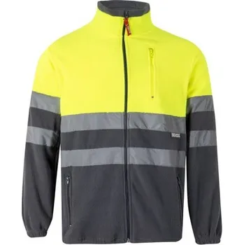 VL EROS. Dvoubarevná fleecová bunda (280 g/m²), z polyesteru (100 %) - Šedá / Žlutá / 2XL