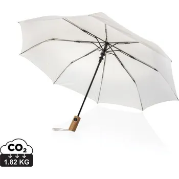 21" auto open deštník Kaycey z RPET AWARE a akáciového dřeva - Béžová