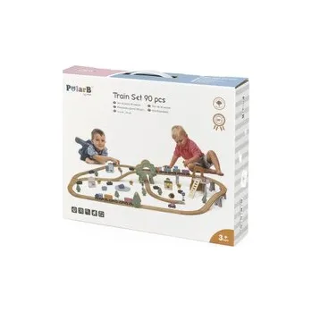Dřevěná hračka Dřevěná vláčkodráha 90 ks