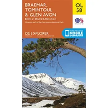Encyklopedie Braemar, Tomintoul & Glen Avon, Beinn a' Bhuird & Ben Avon - Ordnance Survey [EN] (2015, Skládaná mapa, Ordnance Survey)