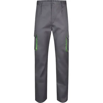 montérky VL HYPNOS. Dvoubarevné keprové kalhoty s mnoha kapsami (200 g/m²), z bavlny (35 %) a polyesteru (65 %) - Šedá / Zelená / 50