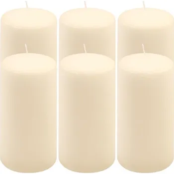 Svíčka Sada sloupových svíček, 15 cm,Ø 7,5 cm, krémová, 6 ks