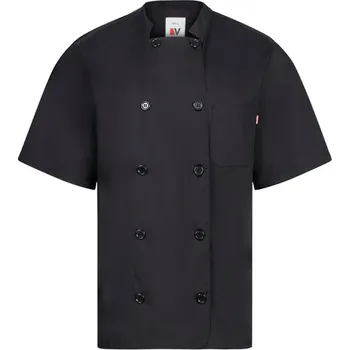 VL DURGA. Kuchyňská bunda s krátkým rukávem (110 g/m²) z bavlny (35 %) a polyesteru (65 %) - Černá / XL