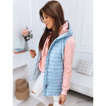 Dámská vesta Světle modrá oboustranná vesta CRISTINA s prošíváním a vzory TY2666 Velikost: L