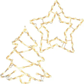 Vánoční dekorace Vánoční LED dekorace, hvězda, stromek, teple bílá, 2x50 LED