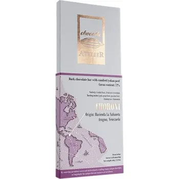 Čokoláda Hořká čokoláda Choroni s kůrou iyokan AtelieR 72 % 60g