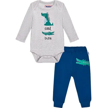 Kojenecký body Kojenecký set - WINKIKI WNB 92699, šedá/ tmavě modrá Barva: Šedá, Velikost: 62