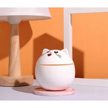 Stojací lampa NOČNÍ LAMPA a ZVLHČOVAČ Vzduchu KOČKA 2v1 BÍLÁ kulatý