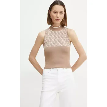 Top Guess dámský, hnědá barva, s pologolfem W3YR26.Z37K0 82X, vel. L