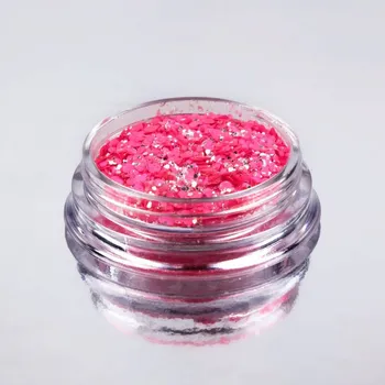 Nehtyprofi Fluorescentní brokát s šestihránky - Neon red-pink