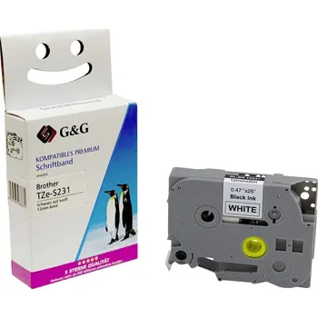 Papír pro tiskárny páska do štítkovače G a G 5BRTS231-TD kompatibilní náhradní Brother TZe-S231 Barva pásky: bílá Barva písma: černá 12 mm 8 m