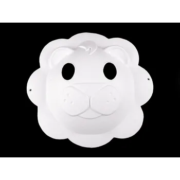 Výtvárné potřeby Karnevalová maska - škraboška k domalování zvířátka, barva 3 bílá lev