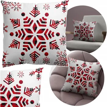 Polštář POLŠTÁŘ SNĚŽNÁ VLOČKA BÍLO-ČERVENÁ 45 CM VÁNOČNÍ SVÁTEČNÍ