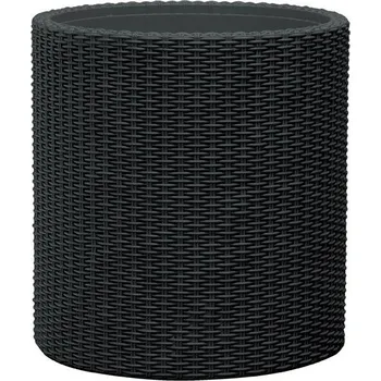 Květináč Ratanový venkovní květináč kulatý, antracit, výška 44,3 cm