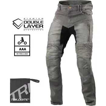 Moto kalhoty Trilobite Parado doublelayer AAA slim fit men jeans long light grey level 2 vel. 34