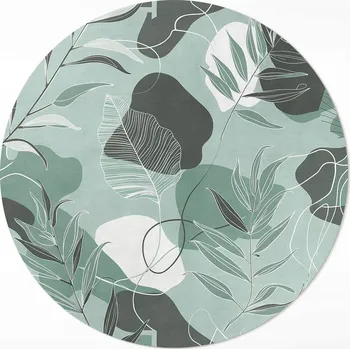 Koberec Kulatý Koberec průměr 50 cm Lineární listy na pastelových boho skvrnách