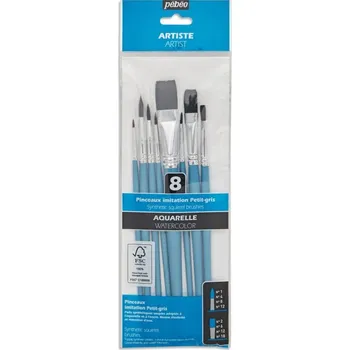 Umělecký štětec Pébéo sada štětců na akvarel 8 ks plochých a kulatých