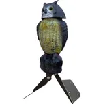 Trojrozměrná maketa sova 40 cm, rotující hlava - kotvení na hřeben střechy